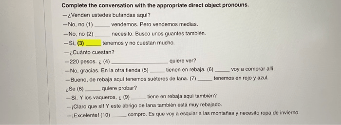 Gramatica c direct object pronouns level 2 pp. 41-45 answers