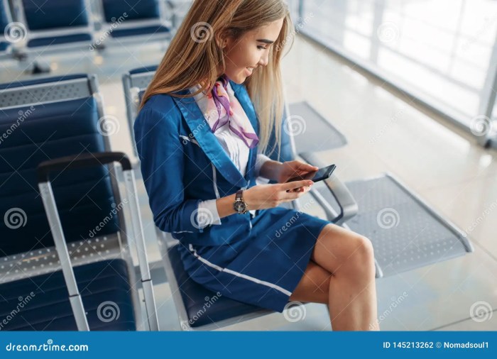 Breathing aid demonstrated by a flight attendant